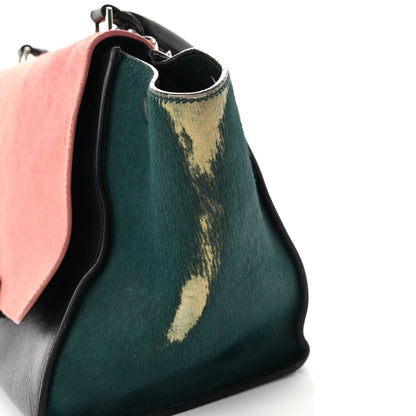 Celine Pony Hair Smooth Calfskin Medium Tri-Color Trapeze Pink Green Black 14 of 14