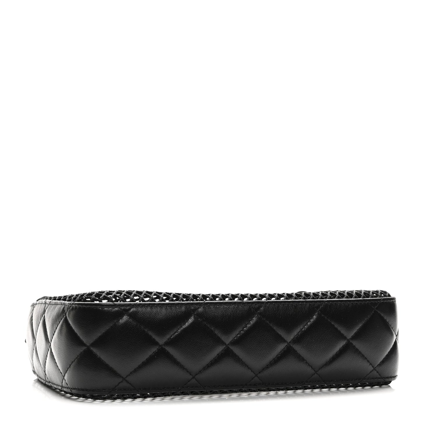 Mesh Shiny Lambskin Clutch With Chain Black