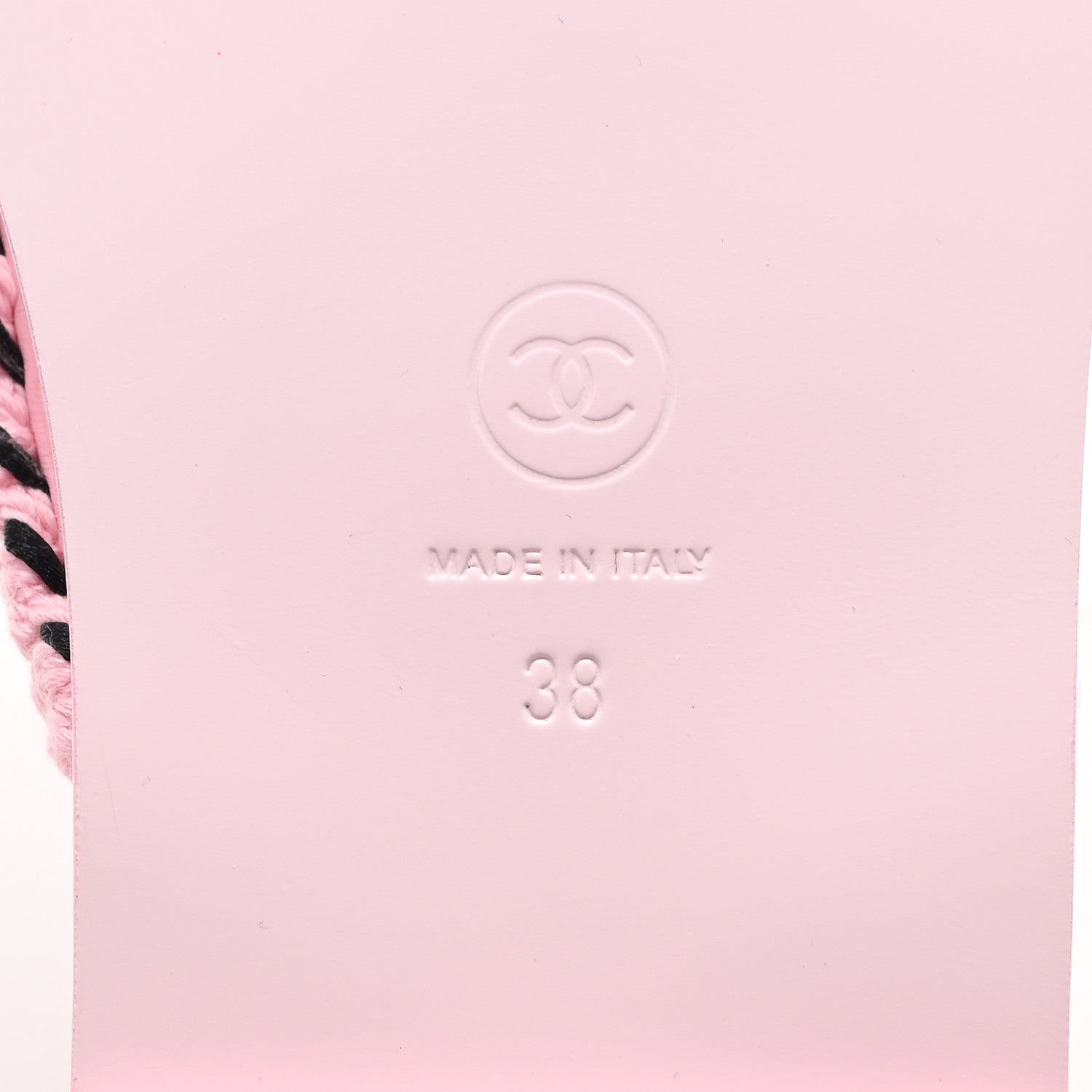 Chanel Braided Enamel CC Thong Coco Beach Sandals 38 Pink Black 7 of 8
