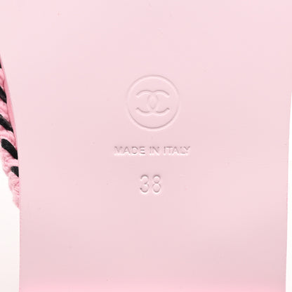 Chanel Braided Enamel CC Thong Coco Beach Sandals 38 Pink Black 7 of 8