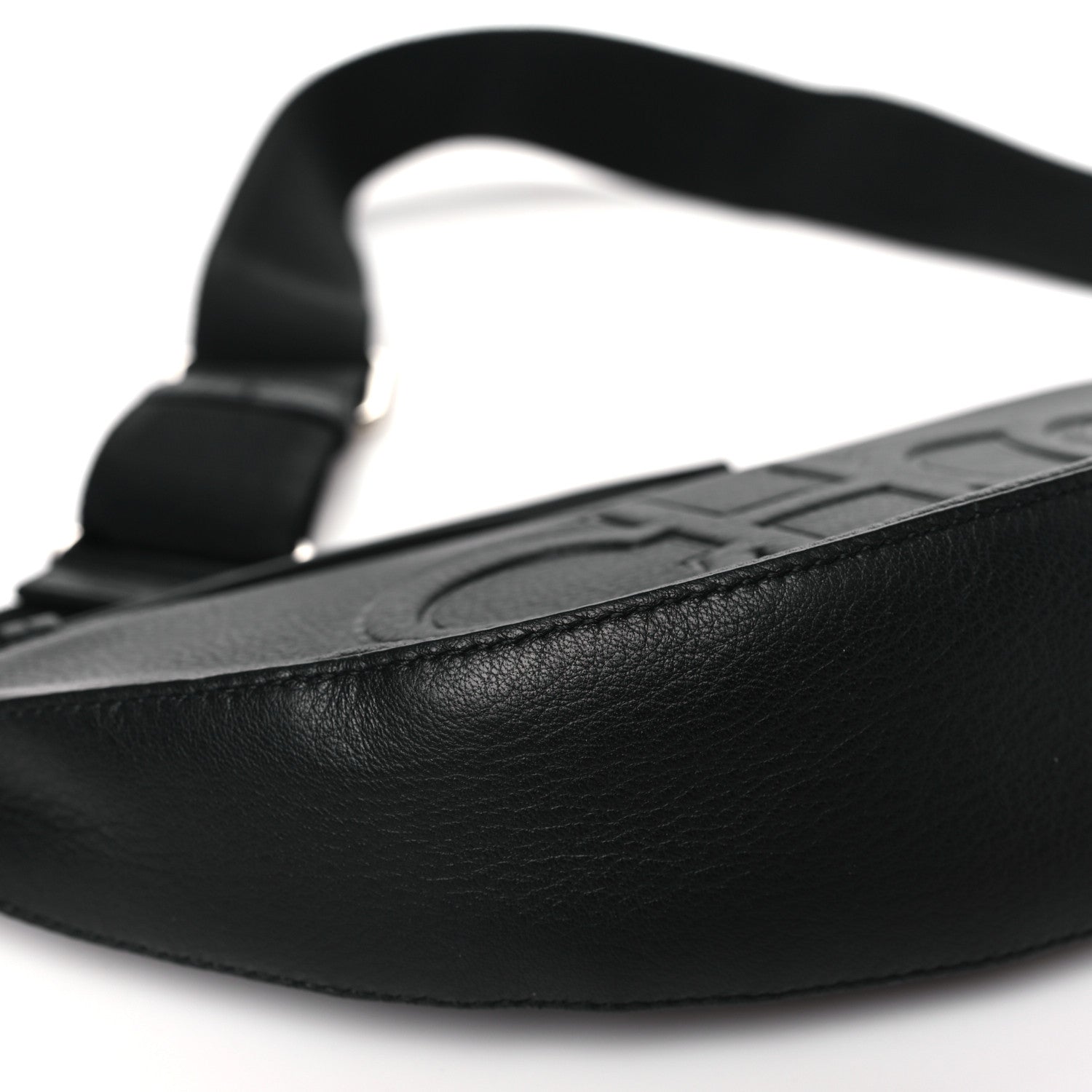 Jimmy Choo Calfskin Logo Embossed Half Moon Shoulder Bag Black 7 of 9