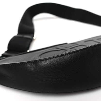 Jimmy Choo Calfskin Logo Embossed Half Moon Shoulder Bag Black 7 of 9