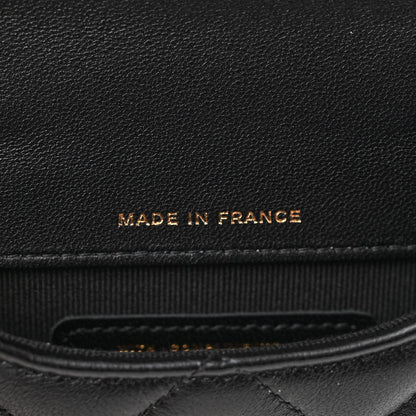 Chanel Lambskin Quilted Pearl Top Handle Clutch With Chain Black 6 of 12