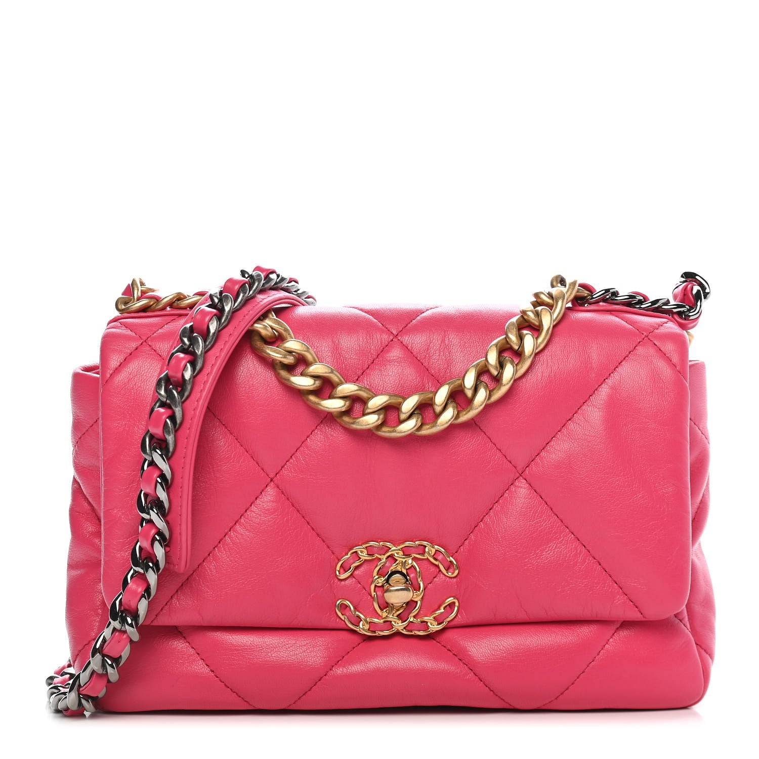 Chanel Goatskin Quilted Medium Chanel 19 Flap Pink 1 of 9