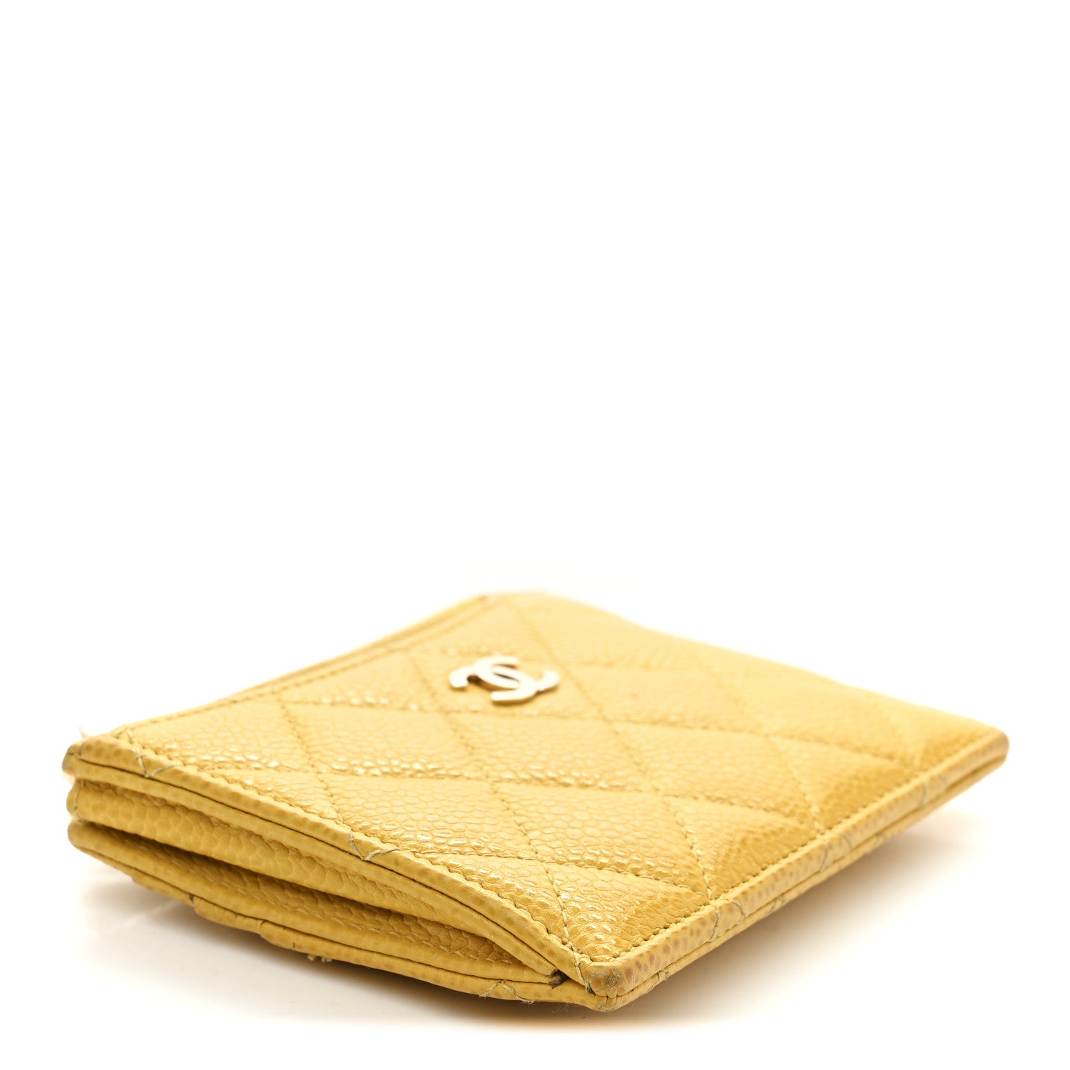 Chanel Caviar Quilted CC Zip Card Holder Yellow 4 of 7