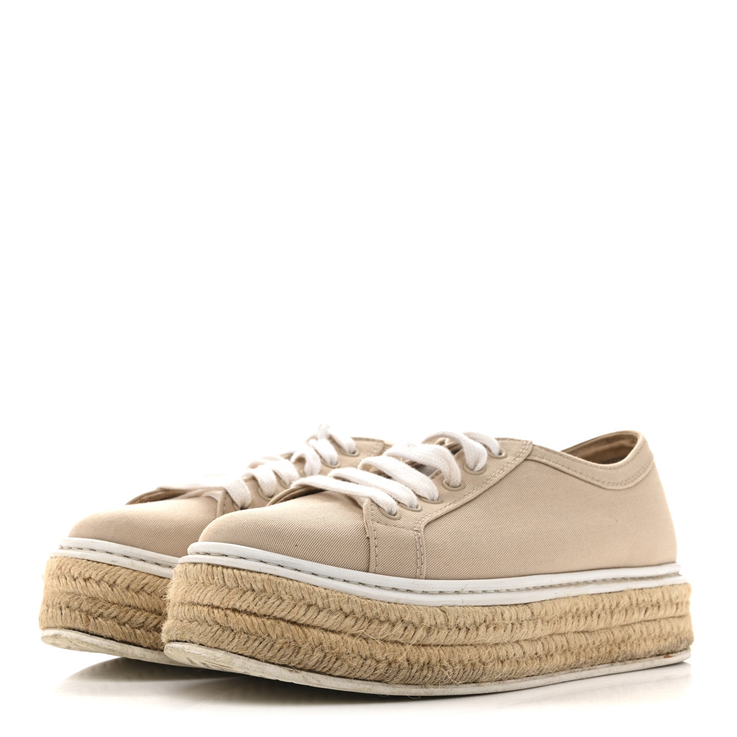 Prada Canvas Gabardine Espadrille 45mm Platform Sneakers 37.5 Corda 4 of 12