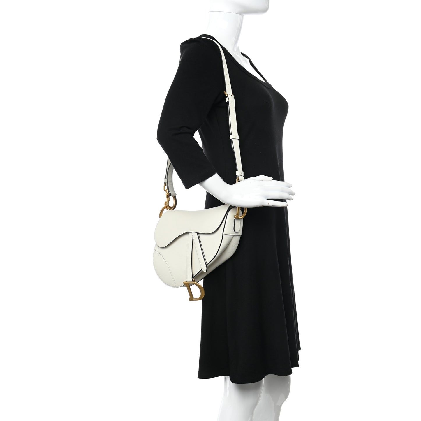 Grained Calfskin Saddle Bag With Strap Latte