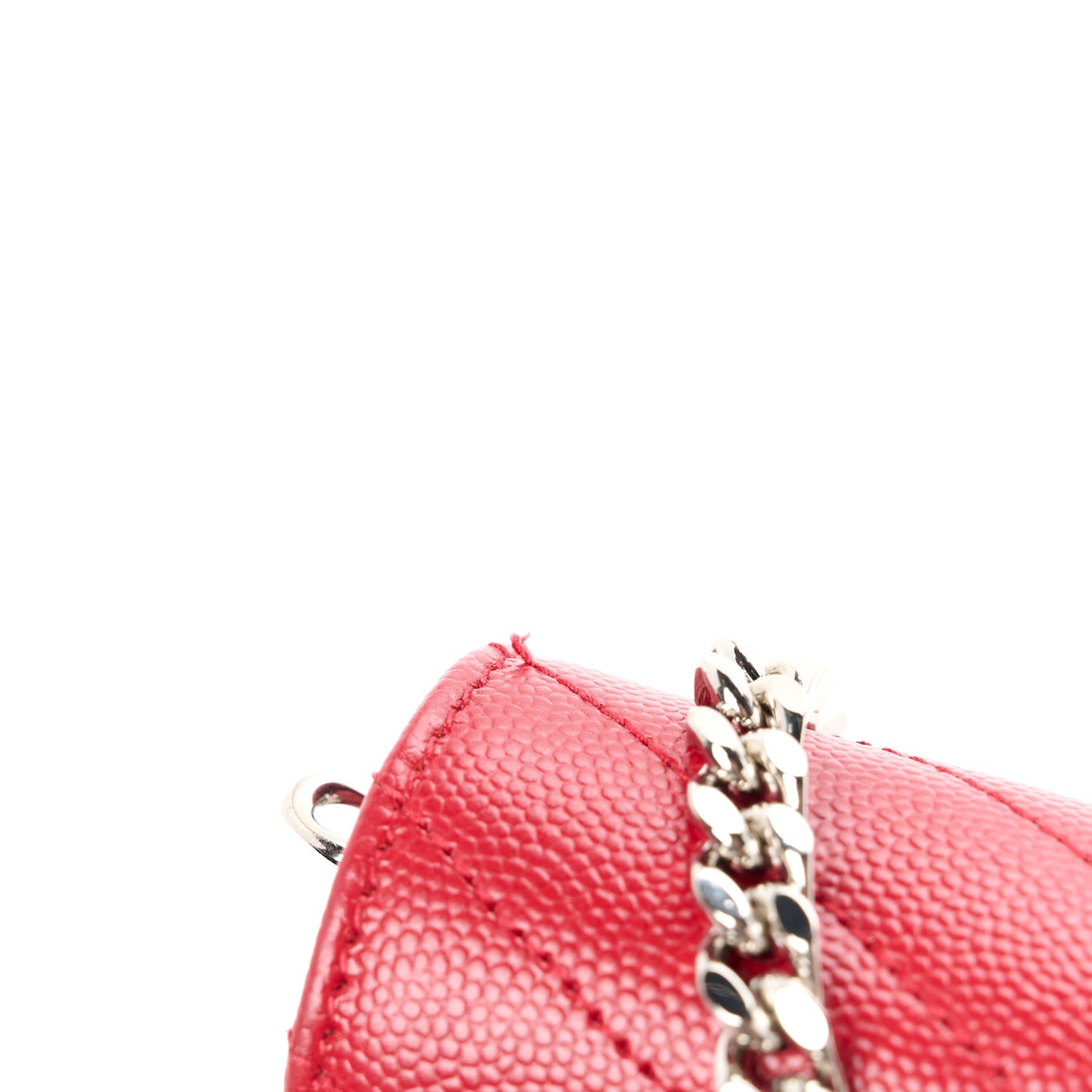 Grain De Poudre Matelasse Chevron Monogram Chain Wallet Red