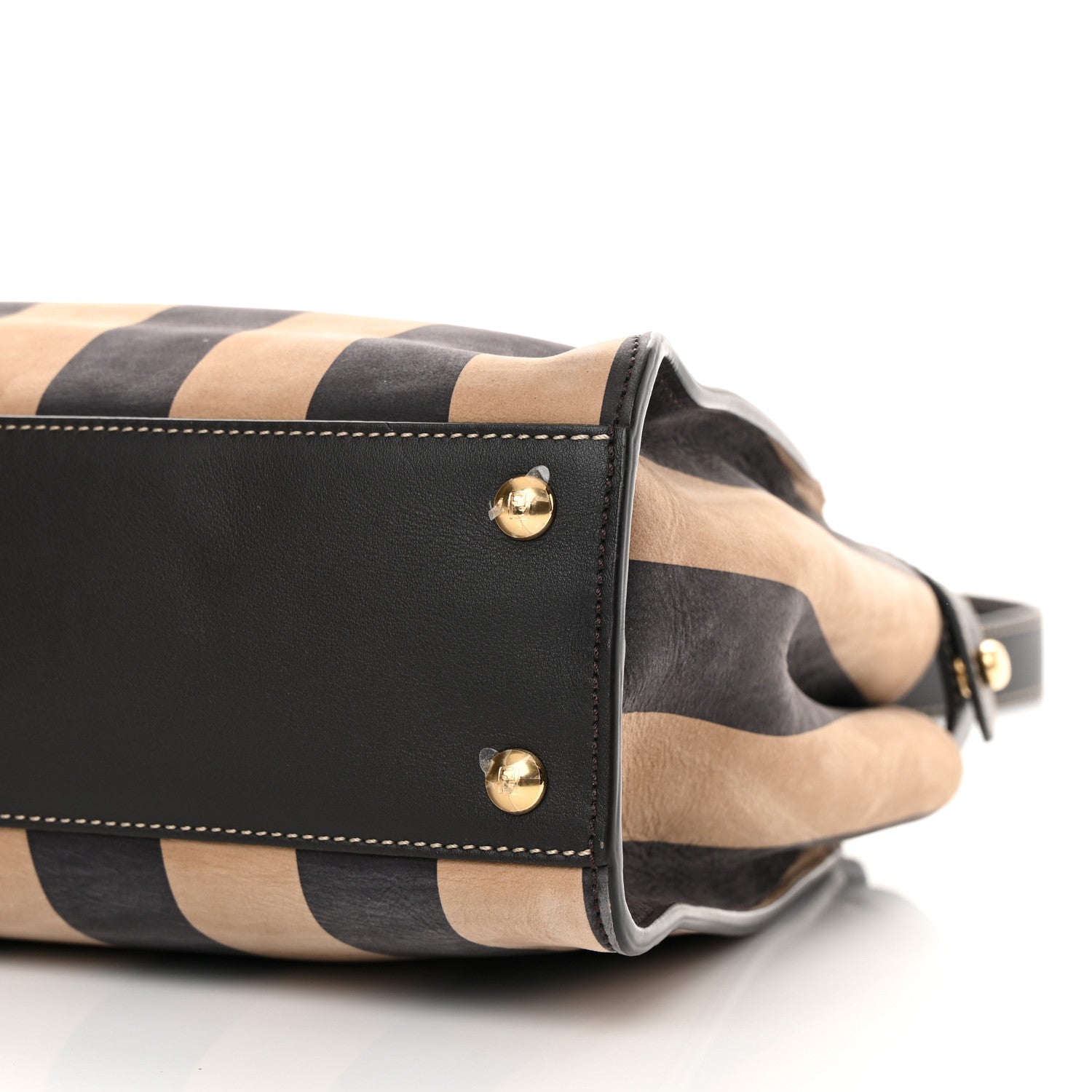 Fendi Vitello Nabuk Seta Pequin Medium Peekaboo Iconic Satchel Tobacco Moro Ebano 11 of 14