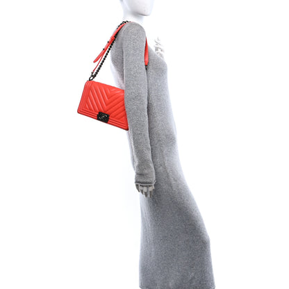 Chanel Calfskin Chevron Quilted Medium Boy Flap Coral 2 of 10