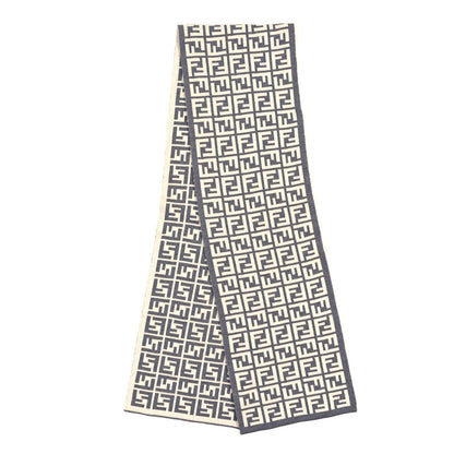 Fendi Wool FF Scarf White Grey 2 of 3