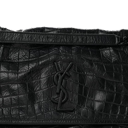 Saint Laurent Crocodile Embossed Lambskin Monogram Medium Niki Chain Satchel Black 8 of 12