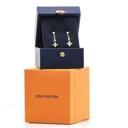 Louis Vuitton 18K Yellow White Pink Gold Diamond Blossom Long Drop Earrings 7 of 7