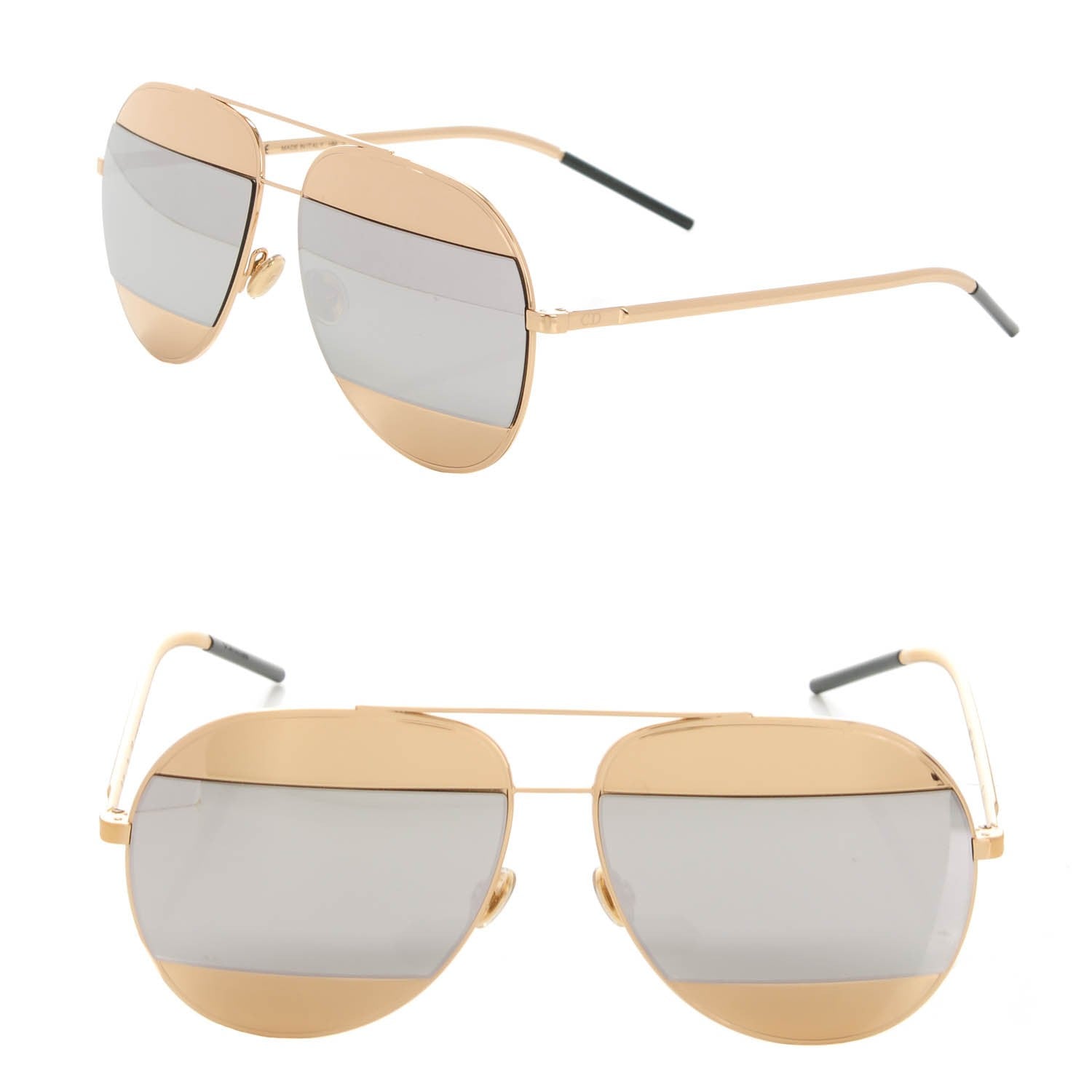 Christian Dior Split 1 Aviator Sunglasses Gold 1 of 5
