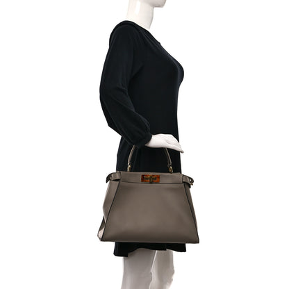 Fendi Vitello Seta Plexiglass Tortoise Medium Peekaboo Iconic Satchel Tortora 3 of 8