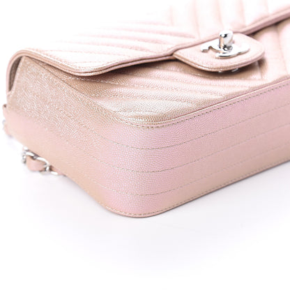 Chanel Iridescent Caviar Chevron Quilted Mini Rectangular Flap Light Gold 7 of 8