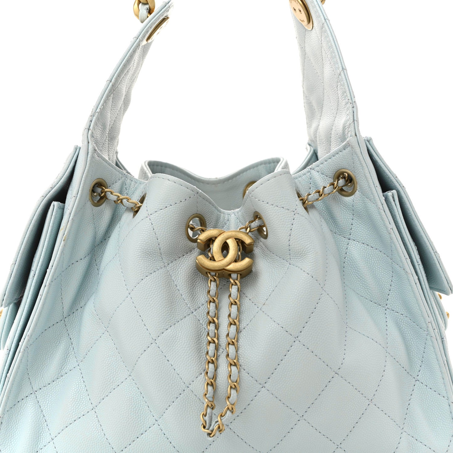 Caviar Quilted Small Chanel 25 Handbag Light Blue