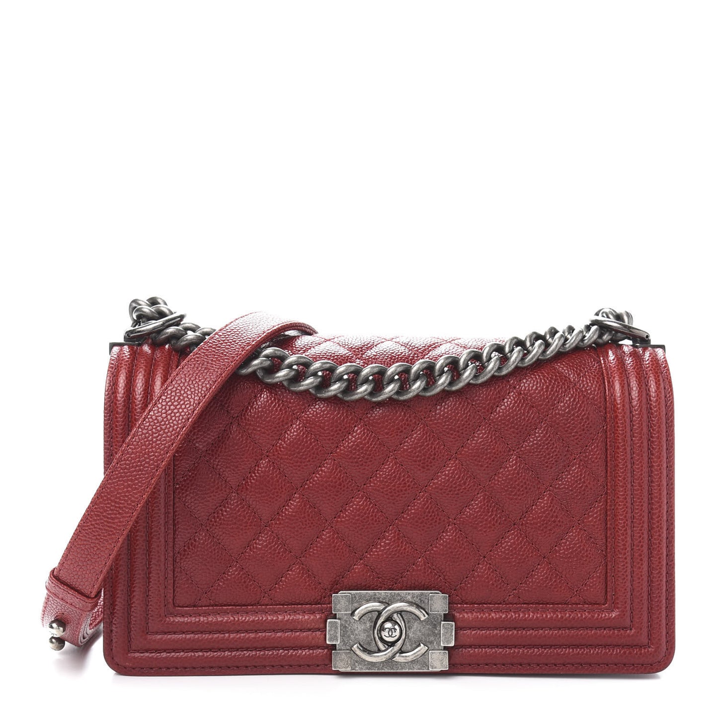 Caviar Quilted Medium Boy Flap Red