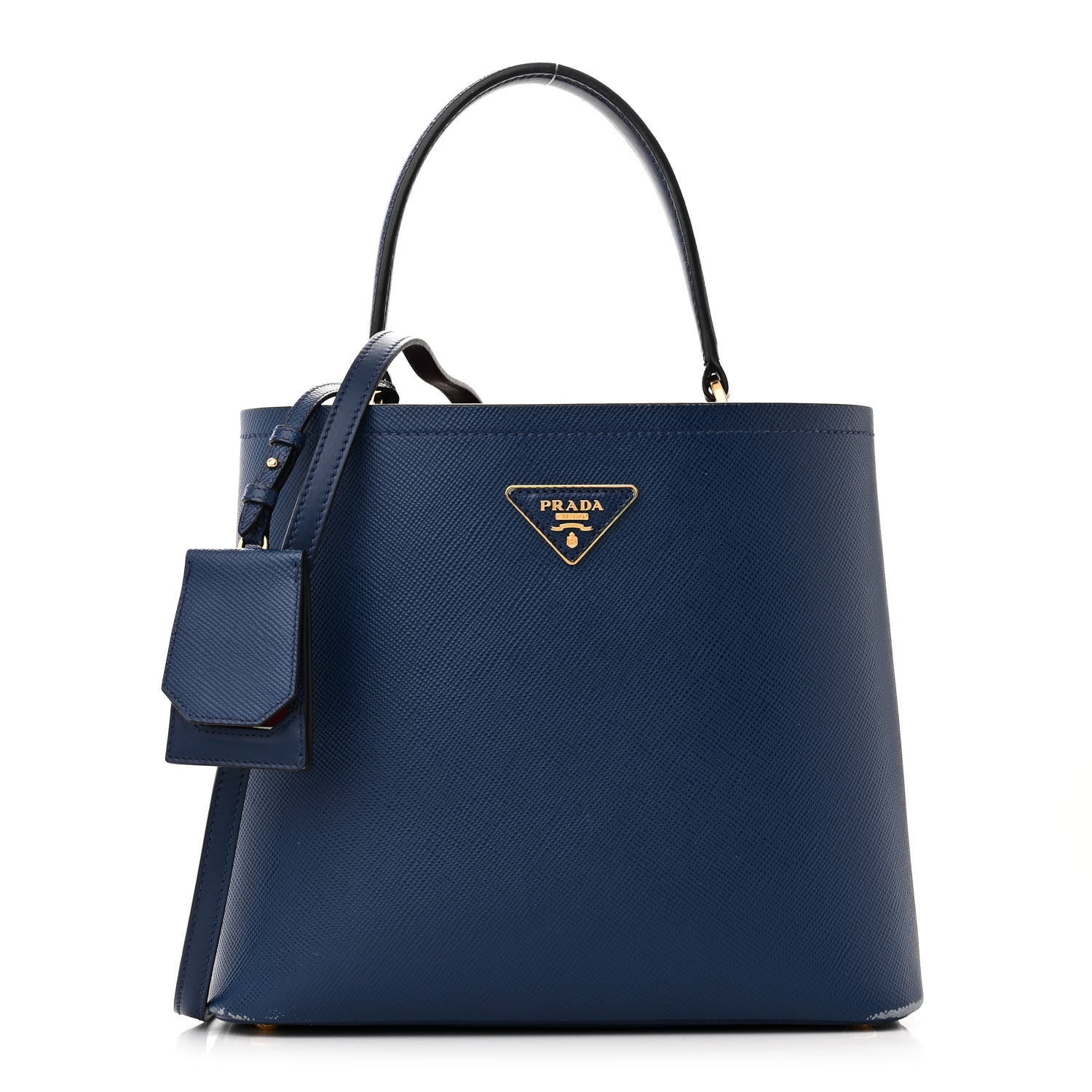 Prada Saffiano Cuir Medium Panier Bucket Bag Bleuette 1 of 11