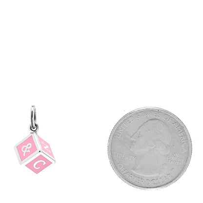Tiffany Sterling Silver Enamel Block Charm Pink 2 of 4