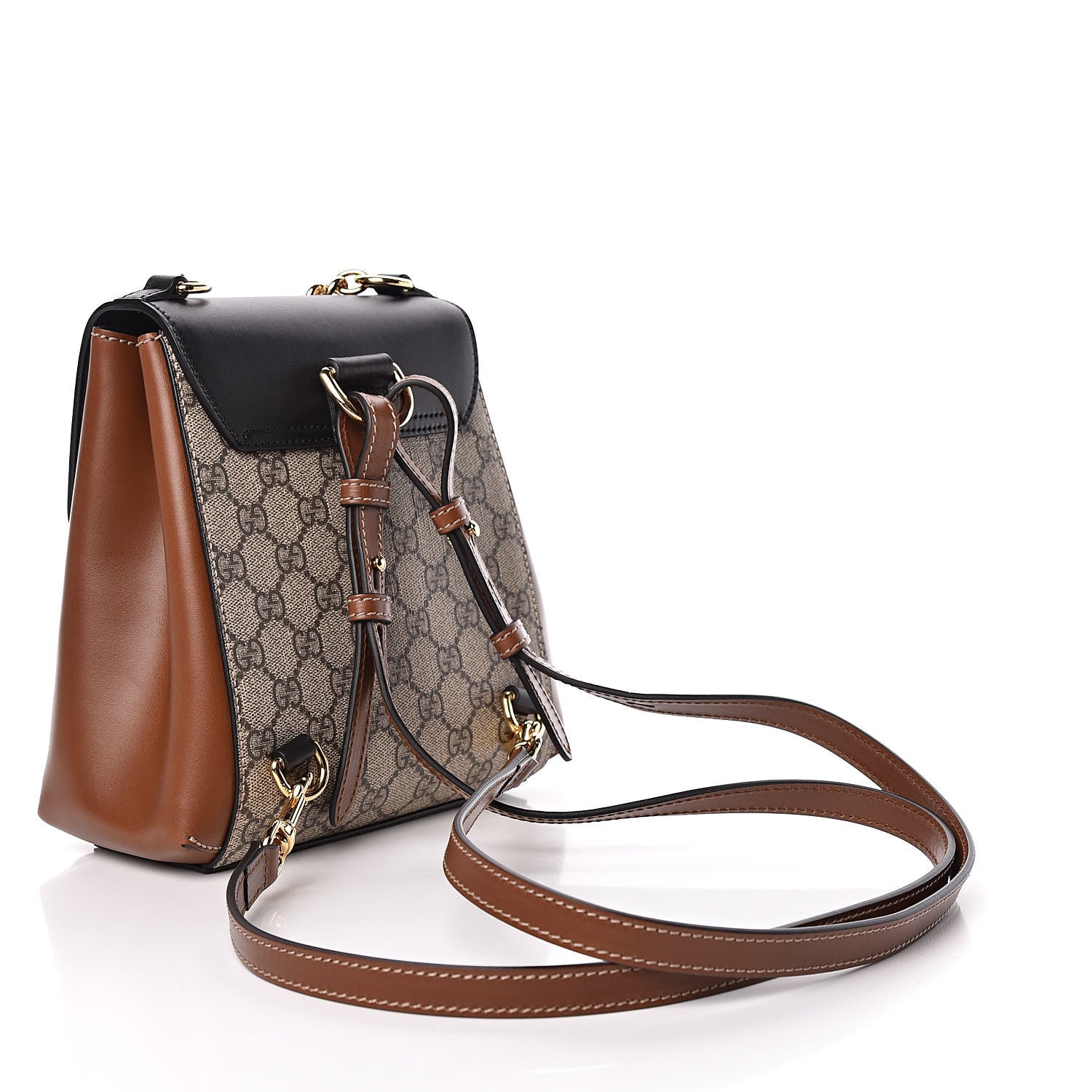 Gucci GG Supreme Monogram Calfskin Padlock Backpack Beige Cuir Black 3 of 12