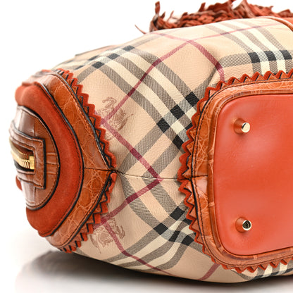Burberry Haymarket Check Suede Prorsum Tassel Bowling Bag Tangerine 11 of 12