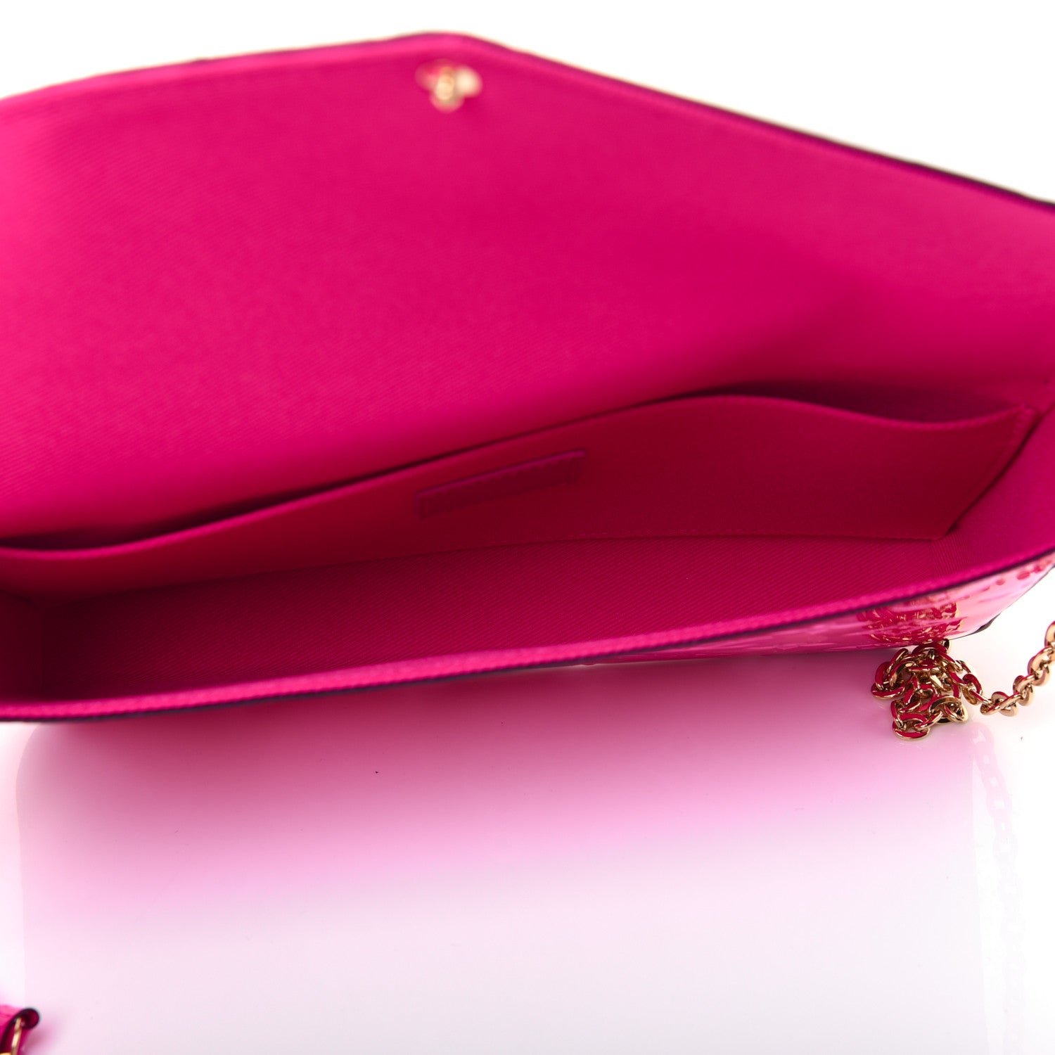 Louis Vuitton Vernis Valentine Pochette Felicie Chain Wallet Fuchsia 5 of 13