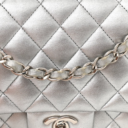 Chanel Metallic Lambskin Quilted Medium Double Flap Silver 15 of 16