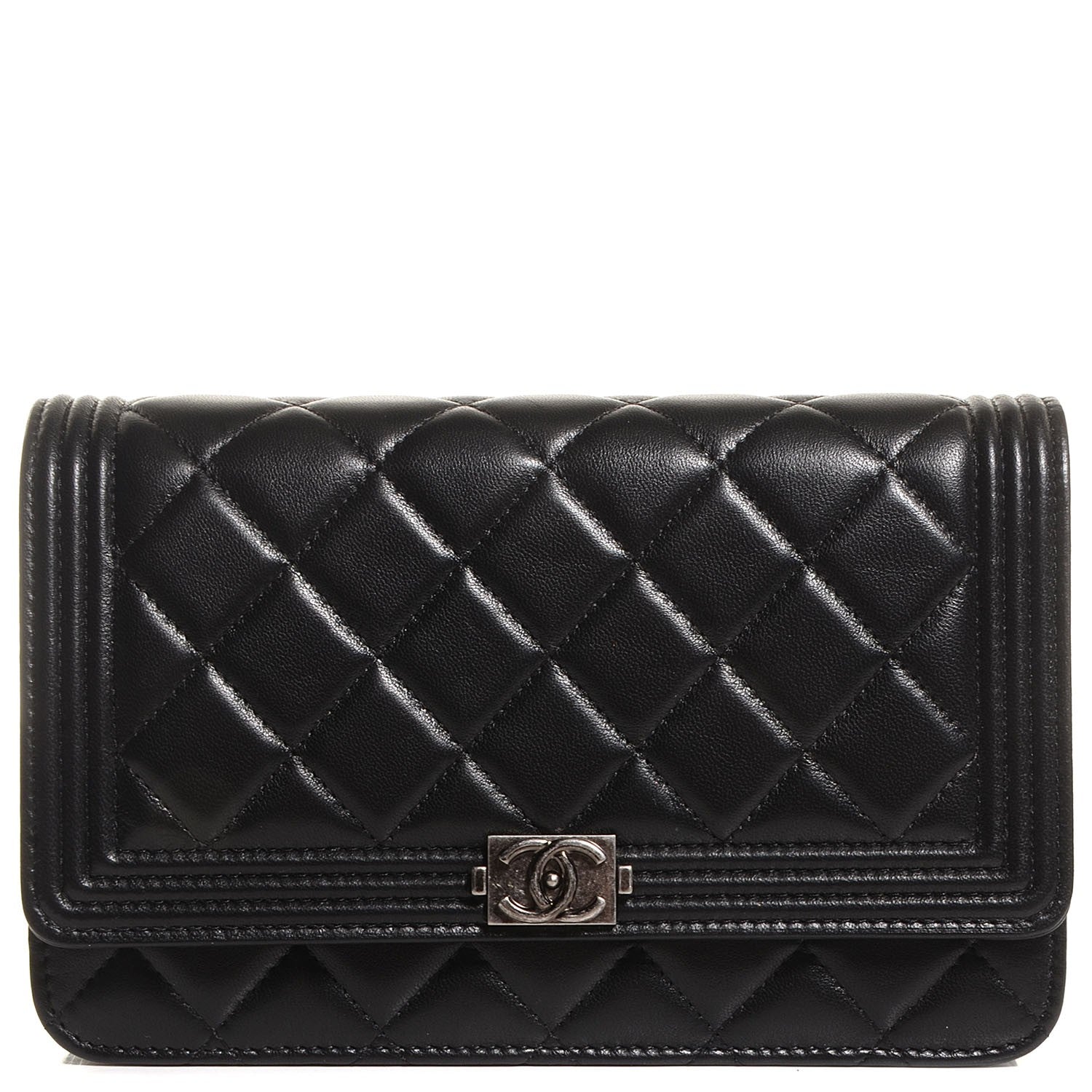 Chanel Lambskin Boy Wallet On Chain WOC Black 1 of 9