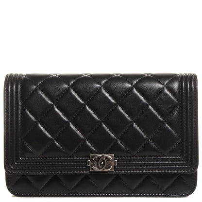 Chanel Lambskin Boy Wallet On Chain WOC Black 1 of 9