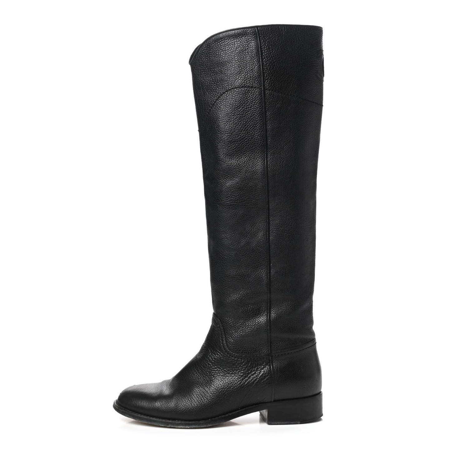 Calfskin Ascot Knee High CC Boots 39 Black