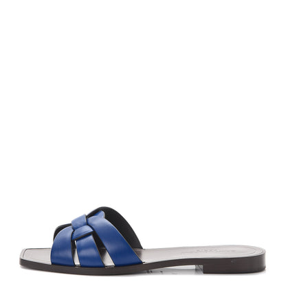 Saint Laurent Calfskin Nu Pied 05 Slide Sandals 37 Blue Majorelle 1 of 9