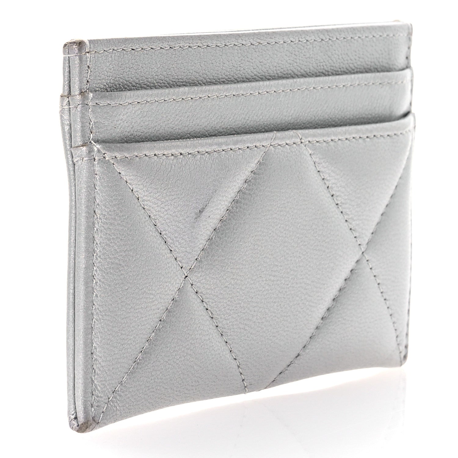 Chanel Metallic Goatskin Quilted 19 Card Holder Silver 3 of 9