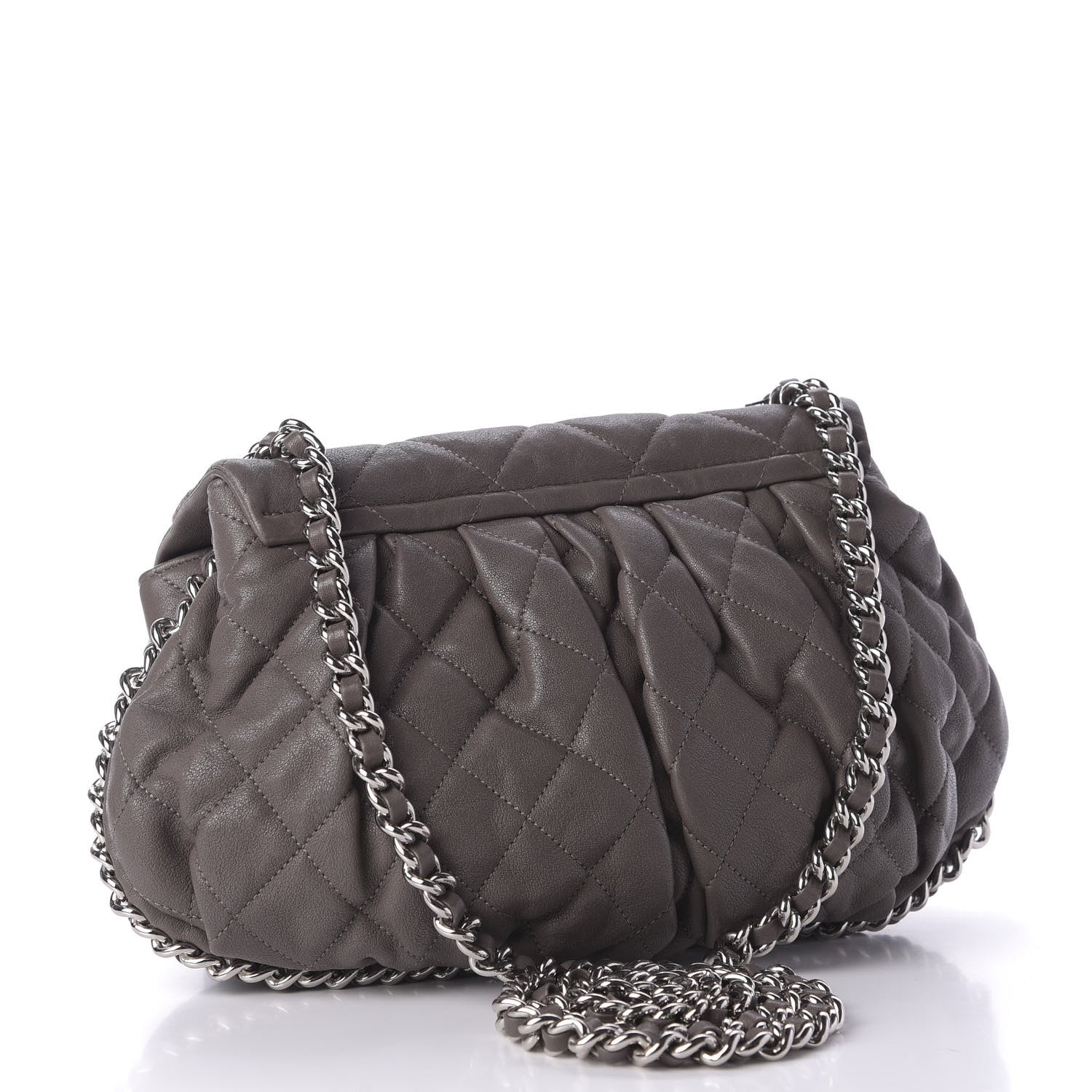 Chanel Washed Lambskin Quilted Medium Chain Around Flap Taupe 3 of 9