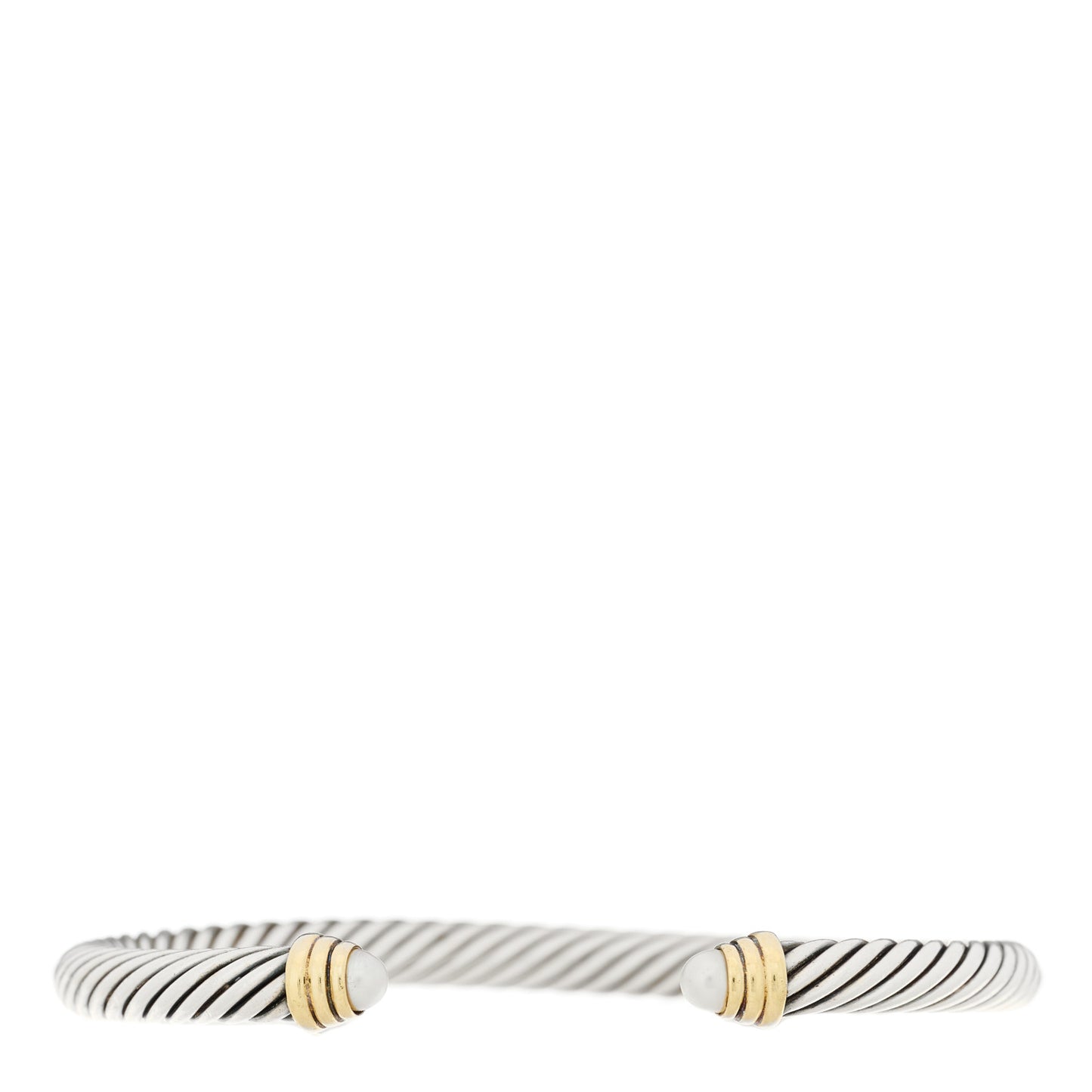 Sterling Silver 14K Yellow Gold Pearl 5mm Cable Classics Petite Color Bracelet