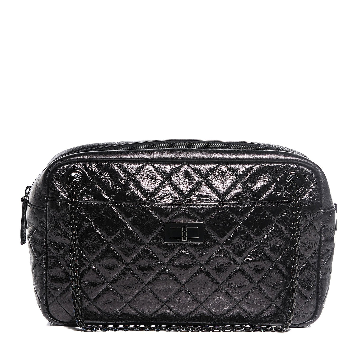 Chanel Metallic Aged Calfskin Quilted Medium Reissue Camera Case Black 1 of 8