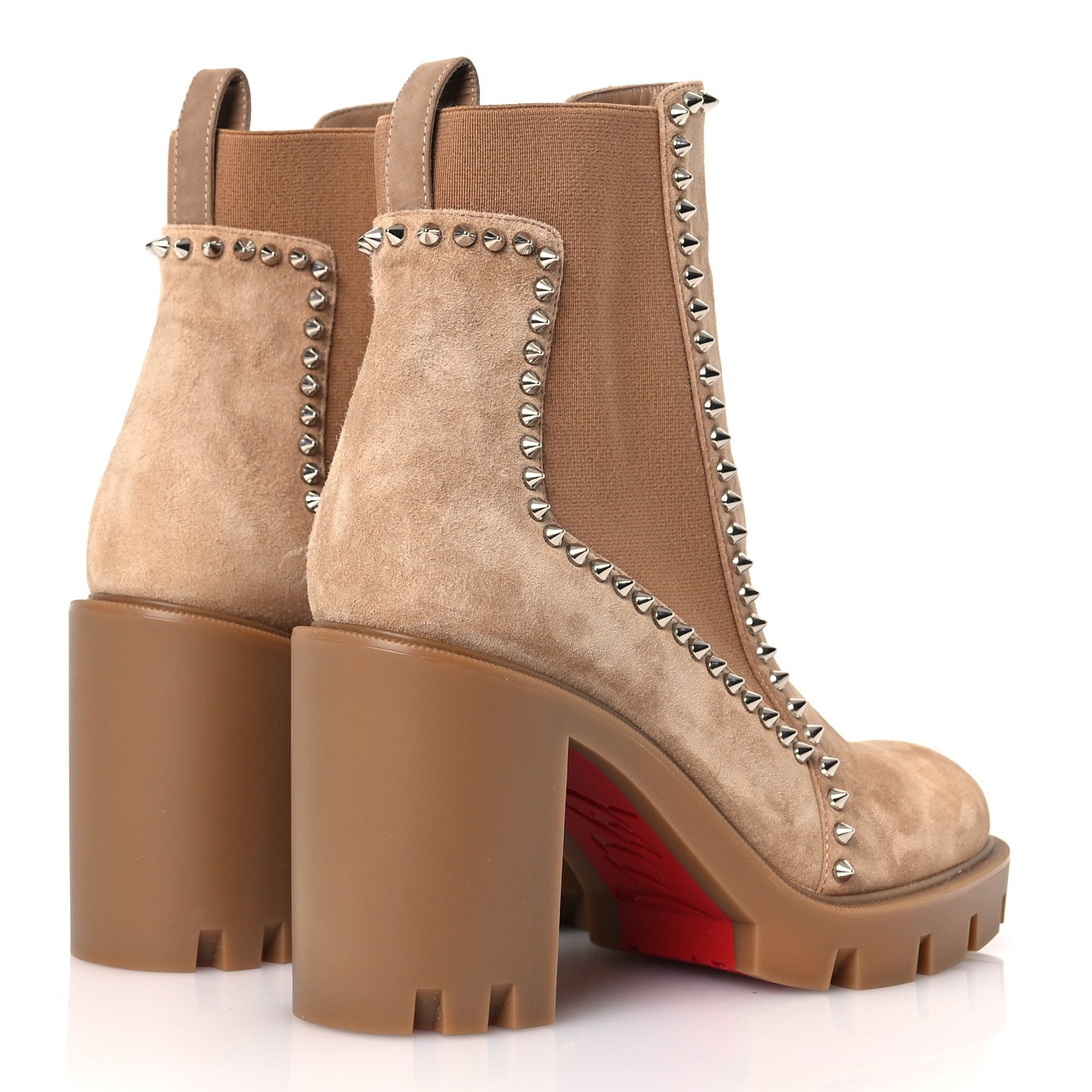 Christian Louboutin Suede Spikes Chelsea Outline Boots 39 Beige 5 of 9