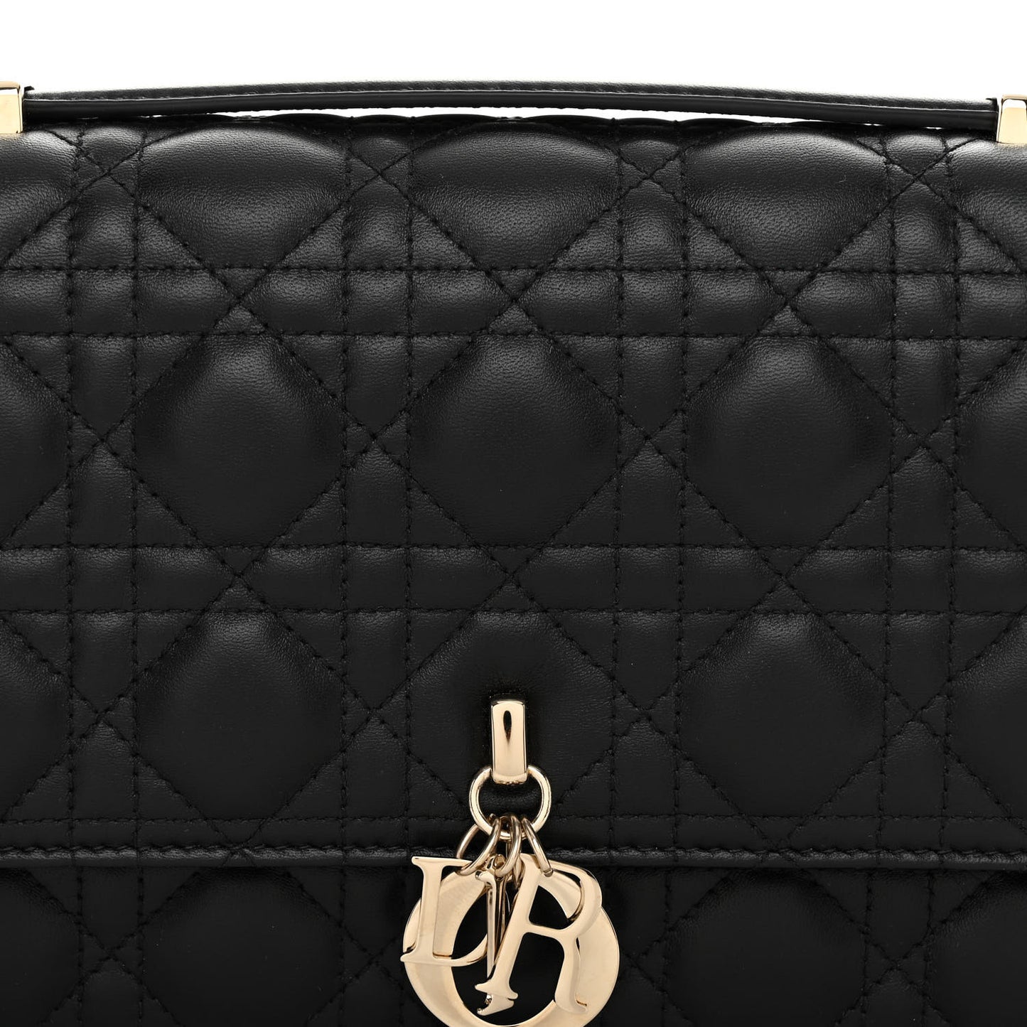 CHRISTIAN DIOR Lambskin Cannage Miss Dior Chain Pouch Black