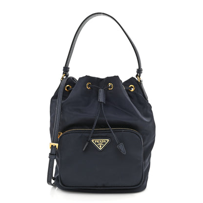 Prada Saffiano Tessuto Nylon Mini Bucket Crossbody Bag Bleu 1 of 9