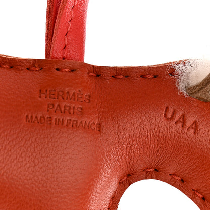 Hermes Milo Lambskin Shearling Budy Charm Cornaline Rose Texas 3 of 4