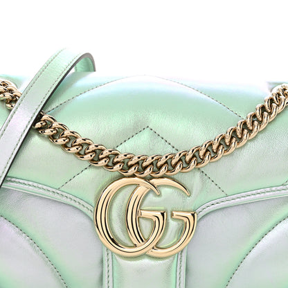 Gucci Iridescent Nappa Chevron Matelasse Small GG Marmont Shoulder Bag Iridescent Salvy Green 8 of 10