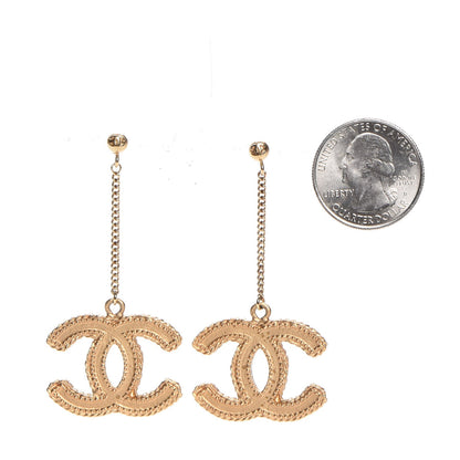 Chanel CC Drop Earrings Matte Gold 2 of 5