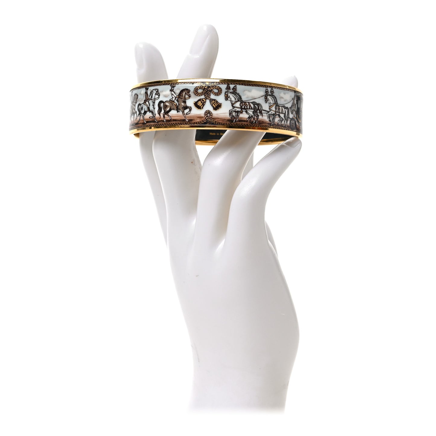 Enamel Printed Horse Carriage Wide Bracelet