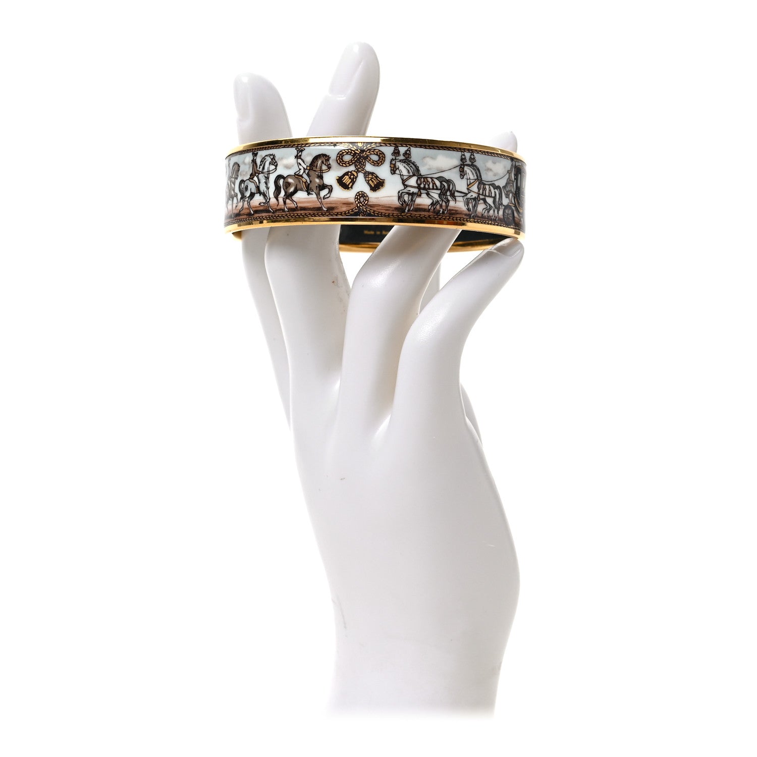 Hermes Enamel Printed Horse Carriage Wide Bracelet 2 of 5