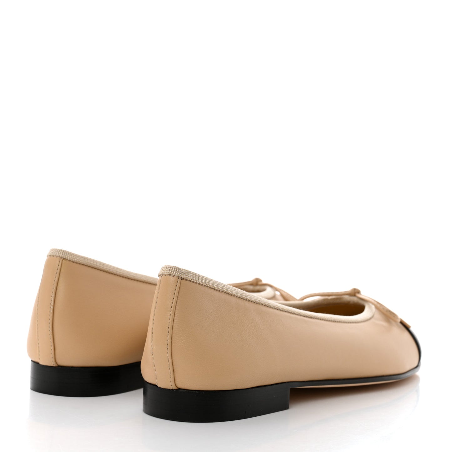 Lambskin Cap Toe CC Ballerina Flats 36.5 Beige Black