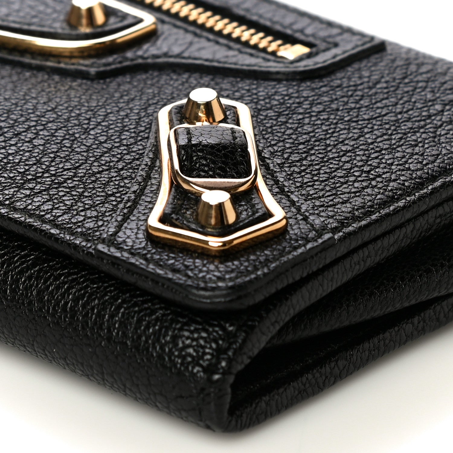 Balenciaga Chevre Gold Metallic Edge Hardware Money Wallet Black 10 of 10