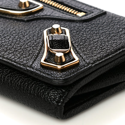 Balenciaga Chevre Gold Metallic Edge Hardware Money Wallet Black 10 of 10