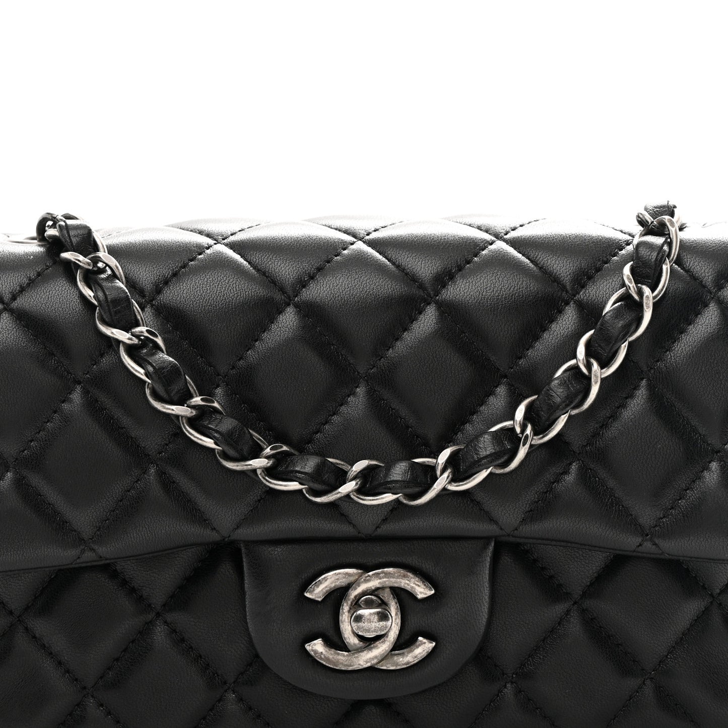 Lambskin Quilted Mini Rectangular Flap Black