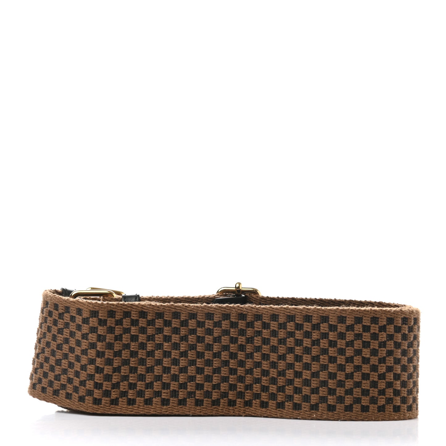 Ribbon Vitello King Logo Embossed Gingham Woven Adjustable Strap You Panna Black