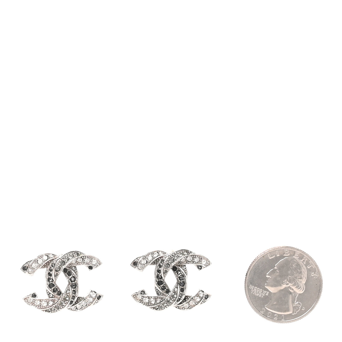Crystal CC Twisted Earrings Silver